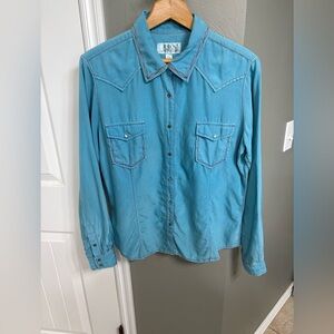 RYAN Michael Teal Western Button-Up Shirt